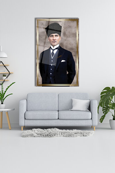Mustafa Kemal Atatürk Cam Tablo Ev ve Ofis Hediyelik Duvar Dekoru