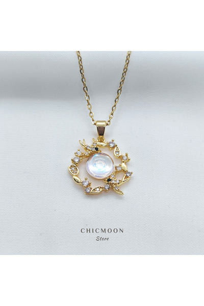 CHICMOON STORE Steel Gold Color Zircon Stone Flying Birds Necklace