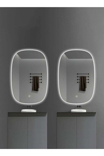 Taimi Set of 2 LED Bathroom Mirror Smart Touch Control 3 Adjustable Temperatures for Bathroom 80x60cm