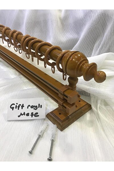 özdeğer home 100cm çift raylı rustik halkalı perde tutucu 3lü perde askısı ah...