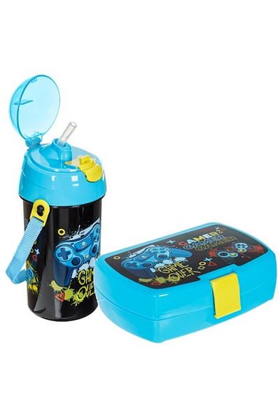 Jumbo Food box and glass set with lid, gamer model, Neirini, Multicolor, 750/500 ml, 2 pcs