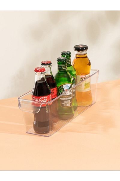 AKTURK HOME 2-Piece Transparent Refrigerator Set - Slim In-Cabinet Organizer, Multi-Purpose Bottle Jar Organizer