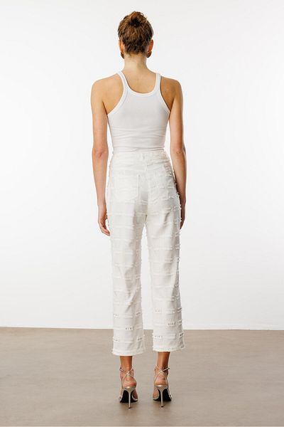 Moda İlgi Modailgi بنطال بخصر عالٍ وقصة مريحة Ecru-40043