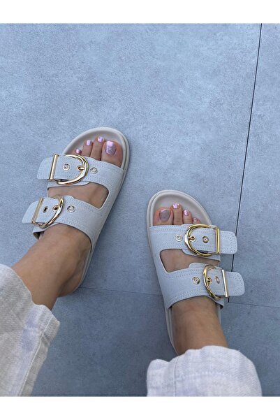 Elvinin Tarzı May Beige Suede Accessory Slippers