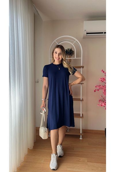fidoş Women's Combed Cotton Casual Dress with Slits