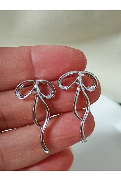 mos&more Küçük gümüş Fiyonk Kurdele Şık Kadın Küpe