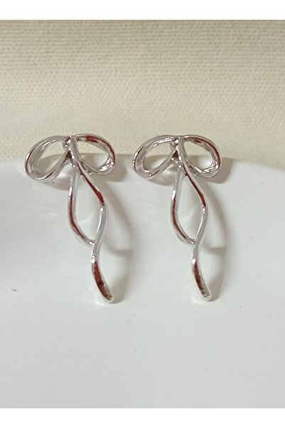 mos&more Küçük gümüş Fiyonk Kurdele Şık Kadın Küpe