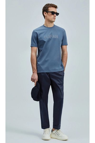 Lufian 111020240 Think Modern Graphic T-Shirt Ανδρικό T-shirt Μπλε