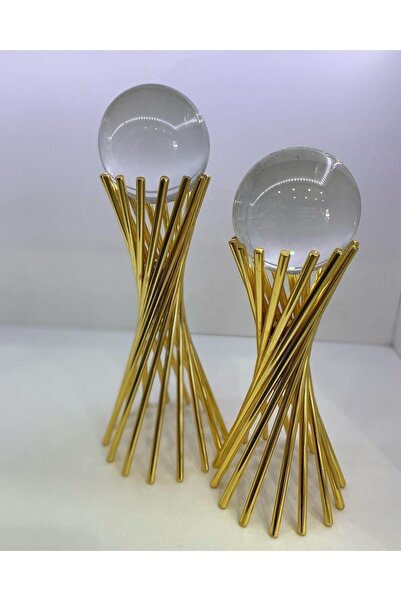 DECOOR MALL Ikili Küre Gold Düz Toplu
