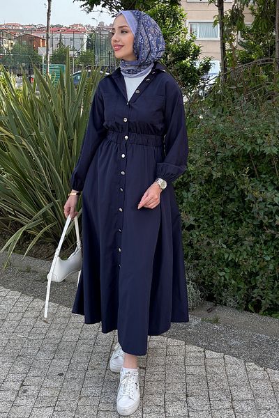 Tesettür Diyarı Γυναικείο Φόρεμα Hijab Rapalin - Navy Blue