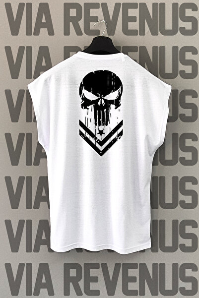 Vordevia Punisher Back Štampano Zero Sleeve okrugla kragna Sportska majica