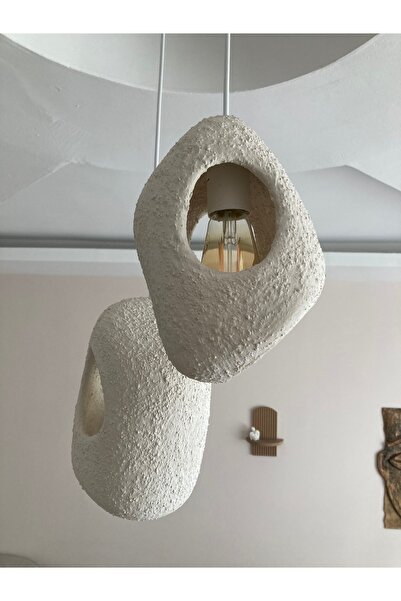 Aslan Retro Delikli Beton Sarkıt Avize 2 Li Set (27X 19 CM)