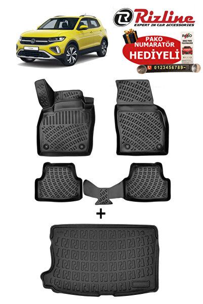 Rizline Volkswagen T-Cross 2019-2026Havuzlu Paspas ve ÜST KADEME Bagaj Havuzu...