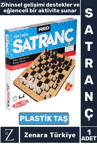 Zenara Mental Development Logic Focus Vision Problem-Solving Skill Chess with Wooden Platform Plastic Stone