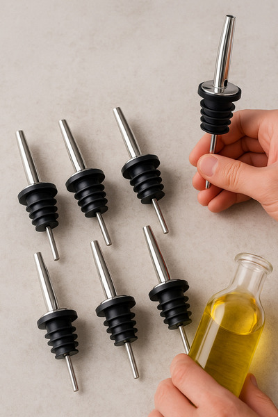 AYBABA STORE 6-Pack Oil Can Stopper |   Stainless Steel with Leakproof Seal Drip Free Spout