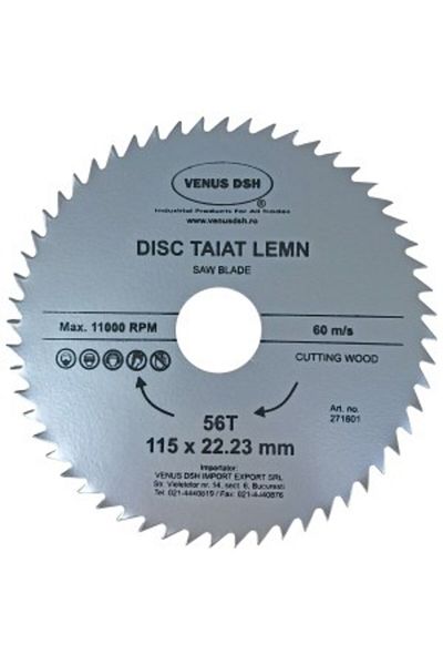 Venus Dsh Disc Taiat Lemn 115 X 22.23 Mm - 56 T