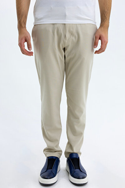 Kesik Etiket Jogger Bez Ayağı Pantolon KREM