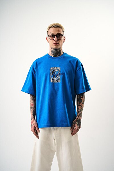 Respire Чоловіча футболка Oversize з принтом, синя