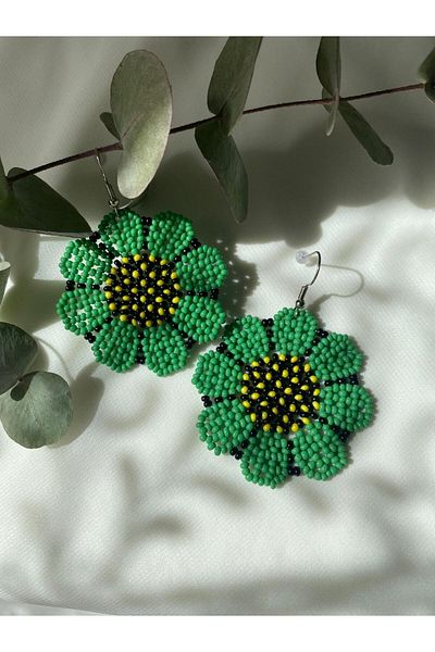 sabiha aksesuar Sand Bead Flower Earrings