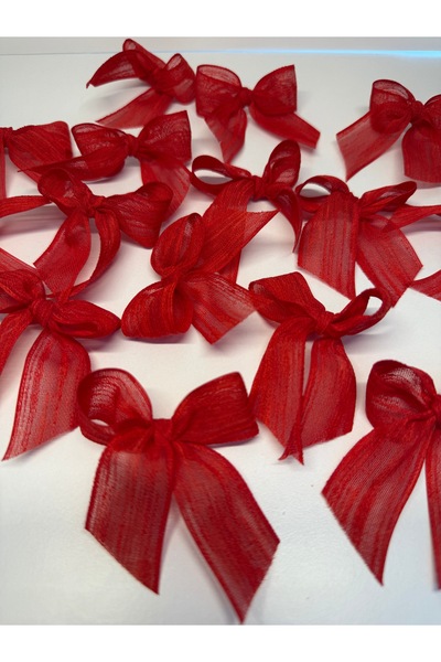 MydesignsK G Kırmızı Keten Kurdele Hazır Fiyonk -15 Adet