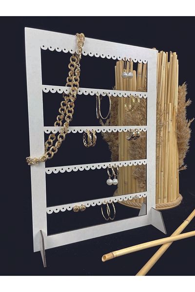 Sipylum Decorative Jewelry Earring Stand Rectangular Laser Cut, MDF