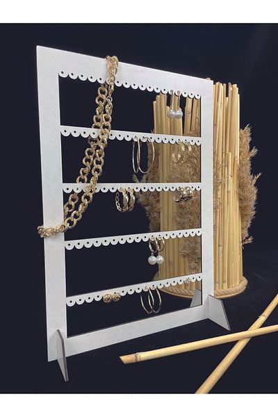 Sipylum Decorative Jewelry Earring Stand Rectangular Laser Cut, MDF