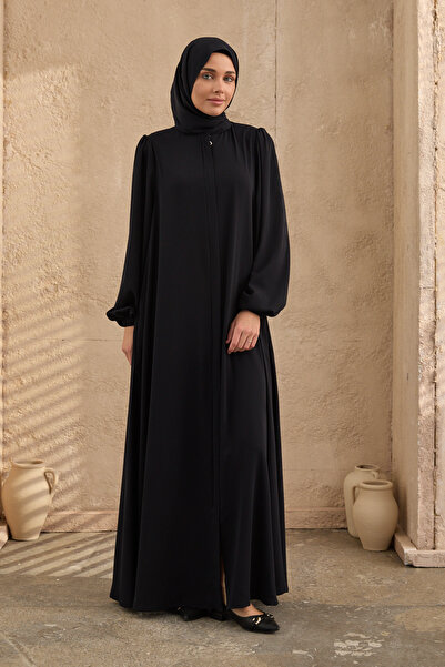 arga prive فستان مولانا باللون الأزرق الداكن بأكمام بالونية