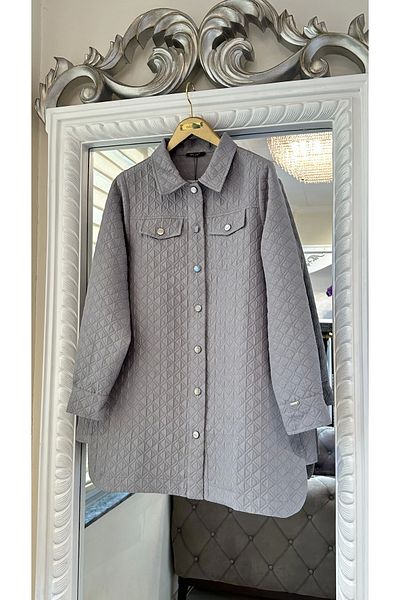 Invee Invee 6827 Patterned Quilted Jacket - Gray