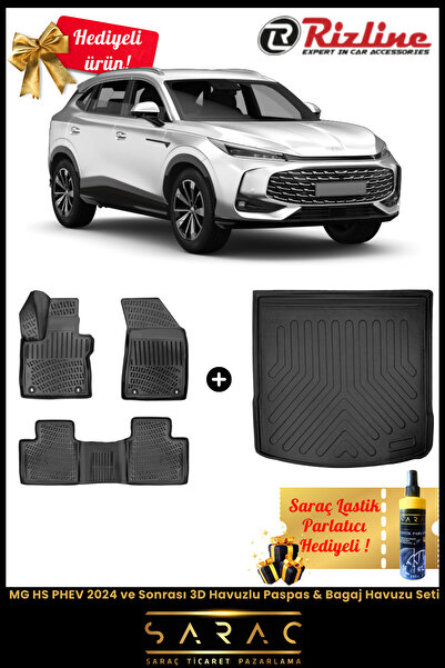 Rizline MG HS PHEV 2024 ve Sonrası Havuzlu Paspas & Bagaj Havuzu Seti+HEDİYELİ!