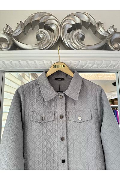 Invee Invee 6827 Patterned Quilted Jacket - Gray