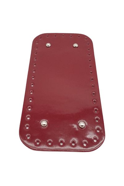 Nusrat Bilişim Geantă dreptunghiulară din piele lacuită strălucitoare 25x12 cm - culoare roșu claret, bază metalică argintie