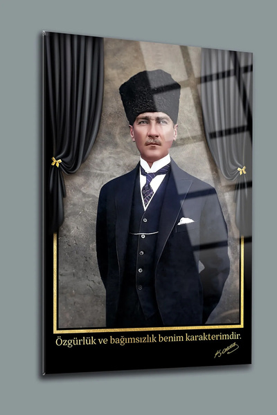 Glass Decoratıon Atatürk 3'lü Set Cam Tablo- Atatürk Tablosu - İstiklal Marşı Tablosu - Gençliğe Hitabe Tablosu