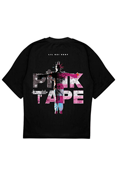 SVART WEAR PINK TAPE tricou supradimensionat negru