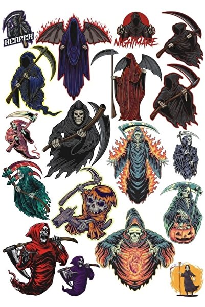 Reysa Tasarım مجموعة ملصقات عزرائيل 18 قطعة للهاتف، والتابلت، والنوت بوك، وملصقات اللاب توب