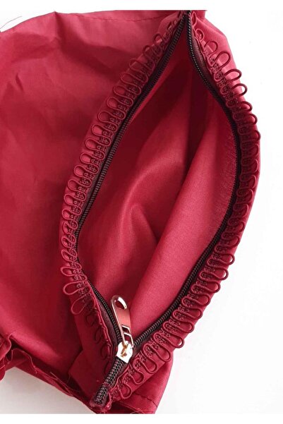 Nusrat Bilişim إكسسوار حقيبة بسحاب مقاس 38 × 38 سم باللون العنابي