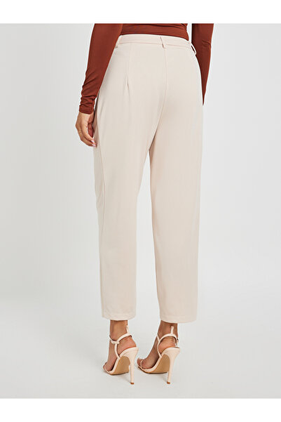 Styli Solid Pleated Tapered Fit Trousers with Belt Loops