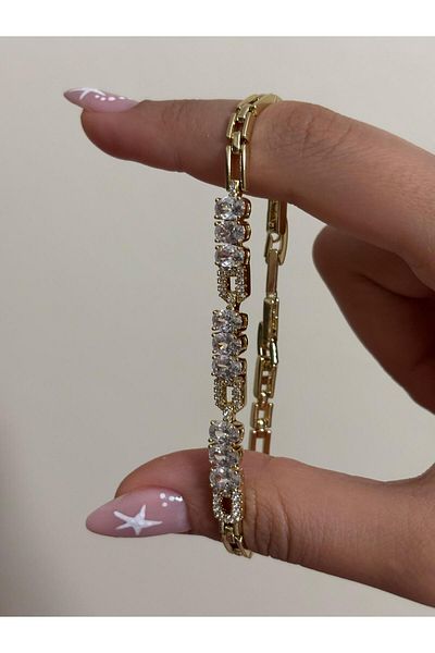 Akiha Aksesuar 3 Stone Clip Model Brand Equivalent Xuping Stamped Gold Bracelet