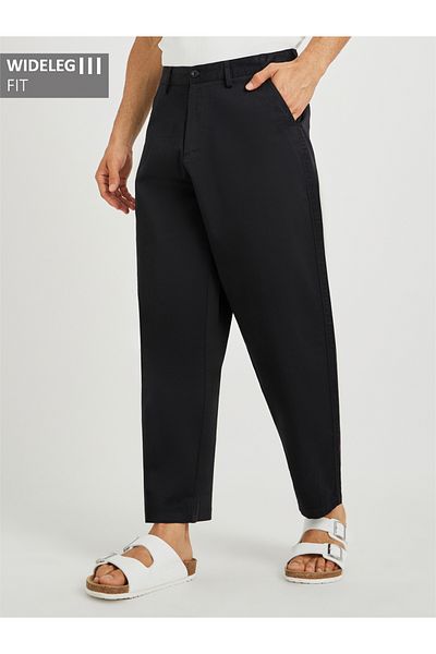 Styli Plain Stretch Satin Wide Leg Chino Pants