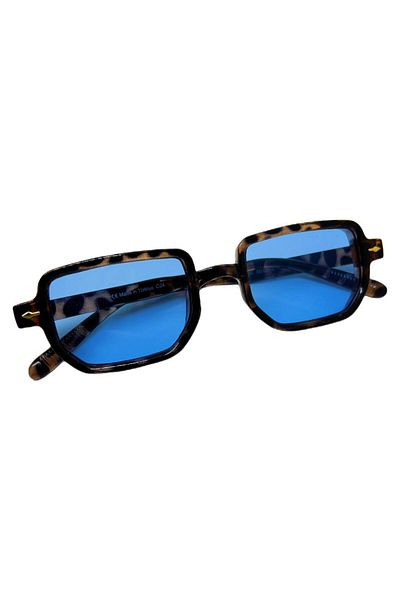 funeyes Lodin Trendy Sunglasses with Leopard Frame Blue Lens 2025 New Seozn Unisex Glasses