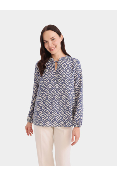 DeFacto Blue Geometric Print Blouse