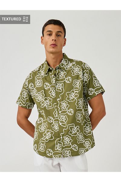 Styli Embroidered Regular Fit Spread Collar Shirt