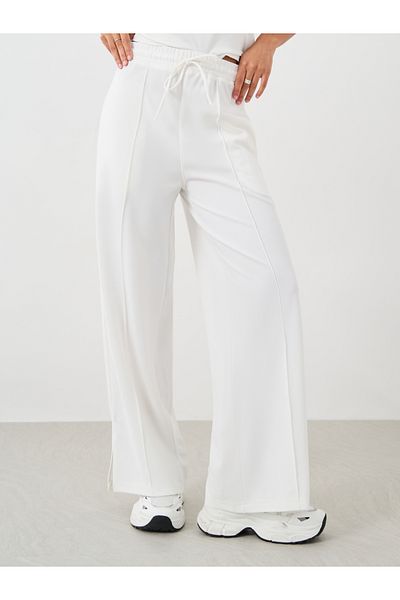 Styli Pin Tuck Wide Leg Joggers with Side Seam Slit