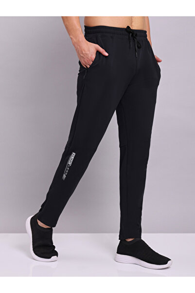 Technosport By Styli Men Black Solid 4-Way Stretch Track Pants