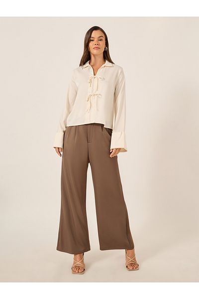 Styli Oversized Spread Collar Shirt with Tie-Up Detail