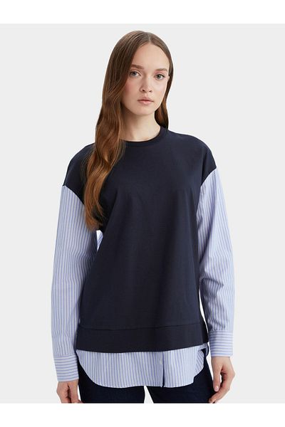 DeFacto Women Navy Blue Solid T-Shirt