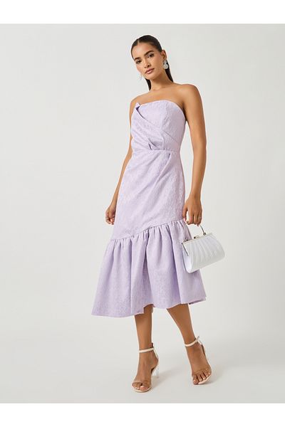 Styli Bandeau Neck Sleeveless A-Line Midi Dress