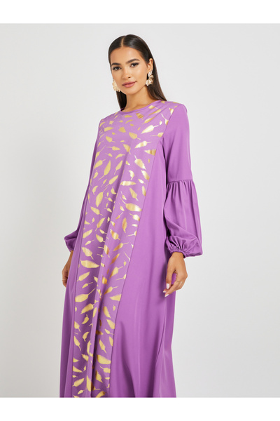 Styli Foil Printed Cuffed Sleeves Jalabiya