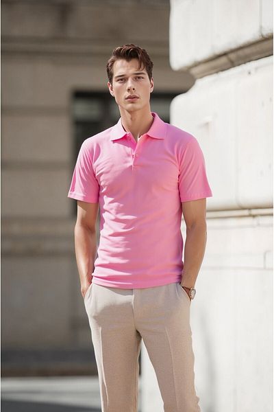 The Clover Men's Polo Neck Button Short Sleeve 100% Cotton T-Shirt Thclvr.Dncr