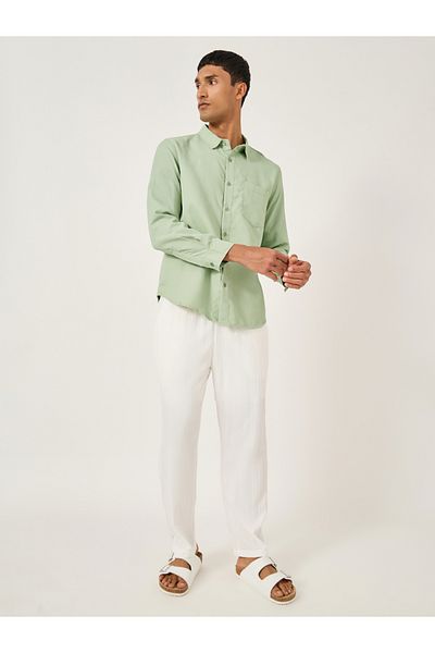 Styli Textured Spread Collar Regular Fit Shirt with Pocket Detail