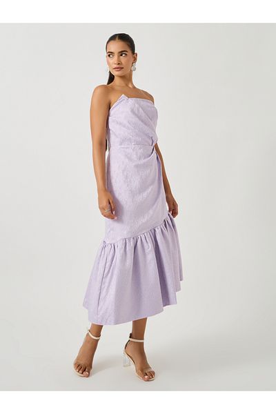 Styli Bandeau Neck Sleeveless A-Line Midi Dress